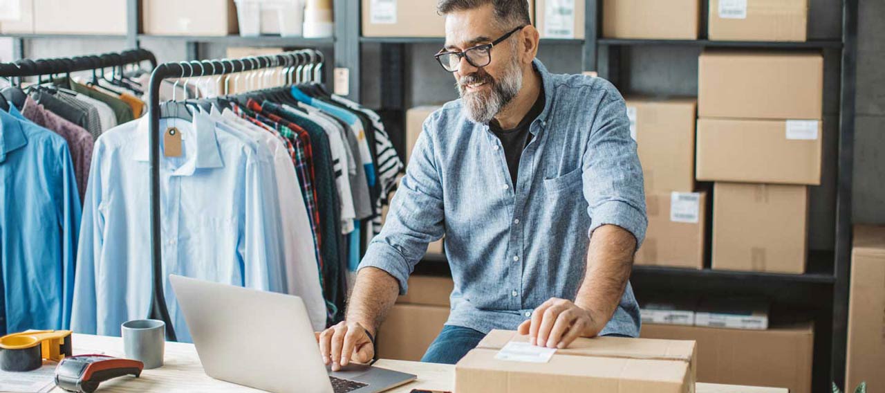 man doing online business